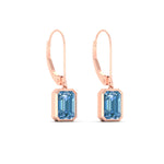 Load image into Gallery viewer, Blue Diamond Lab Grown Bezel Set Leverback Emerald Drop Earrings