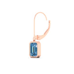 Load image into Gallery viewer, Blue Diamond Lab Grown Bezel Set Leverback Emerald Drop Earrings