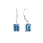 Load image into Gallery viewer, Blue Diamond Lab Grown Bezel Set Leverback Emerald Drop Earrings