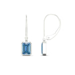 Load image into Gallery viewer, Blue Diamond Lab Grown Bezel Set Leverback Emerald Drop Earrings