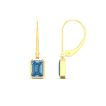 Load image into Gallery viewer, Blue Diamond Lab Grown Bezel Set Leverback Emerald Drop Earrings