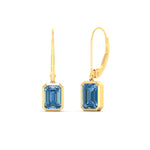 Load image into Gallery viewer, Blue Diamond Lab Grown Bezel Set Leverback Emerald Drop Earrings