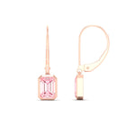 Load image into Gallery viewer, Lab Grown Vivid Pink Bezel Set Leverback Emerald Cut Solitaire Earrings