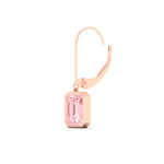 Load image into Gallery viewer, Lab Grown Vivid Pink Bezel Set Leverback Emerald Cut Solitaire Earrings