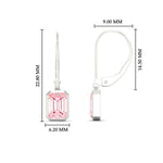 Load image into Gallery viewer, Lab Grown Vivid Pink Bezel Set Leverback Emerald Cut Solitaire Earrings