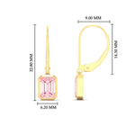 Load image into Gallery viewer, Lab Grown Vivid Pink Bezel Set Leverback Emerald Cut Solitaire Earrings