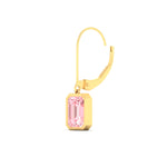 Load image into Gallery viewer, Lab Grown Vivid Pink Bezel Set Leverback Emerald Cut Solitaire Earrings