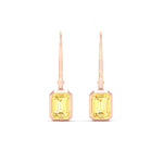 Load image into Gallery viewer, Lab Grown Yellow Diamond Leverback Emerald Cut Solitaire Earrings