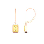Load image into Gallery viewer, Lab Grown Yellow Diamond Leverback Emerald Cut Solitaire Earrings