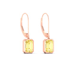 Load image into Gallery viewer, Lab Grown Yellow Diamond Leverback Emerald Cut Solitaire Earrings