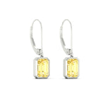 Load image into Gallery viewer, Lab Grown Yellow Diamond Leverback Emerald Cut Solitaire Earrings