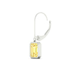 Load image into Gallery viewer, Lab Grown Yellow Diamond Leverback Emerald Cut Solitaire Earrings