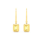 Load image into Gallery viewer, Lab Grown Yellow Diamond Leverback Emerald Cut Solitaire Earrings