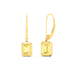 Load image into Gallery viewer, Lab Grown Yellow Diamond Leverback Emerald Cut Solitaire Earrings