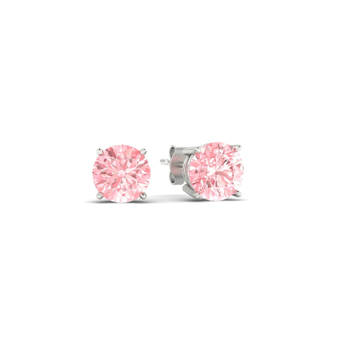 Fancy Lab Colored Diamond Round Cut Stud Earring