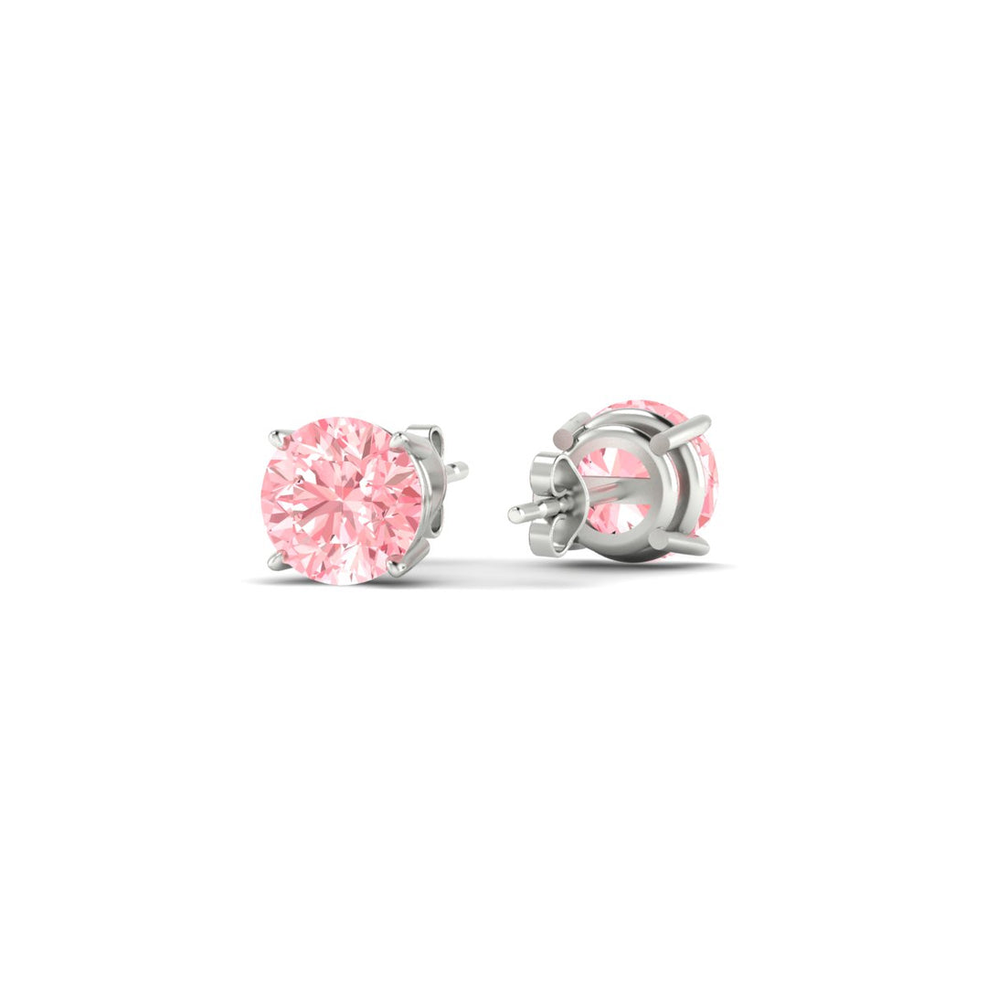 Fancy Lab Colored Diamond Round Cut Stud Earring