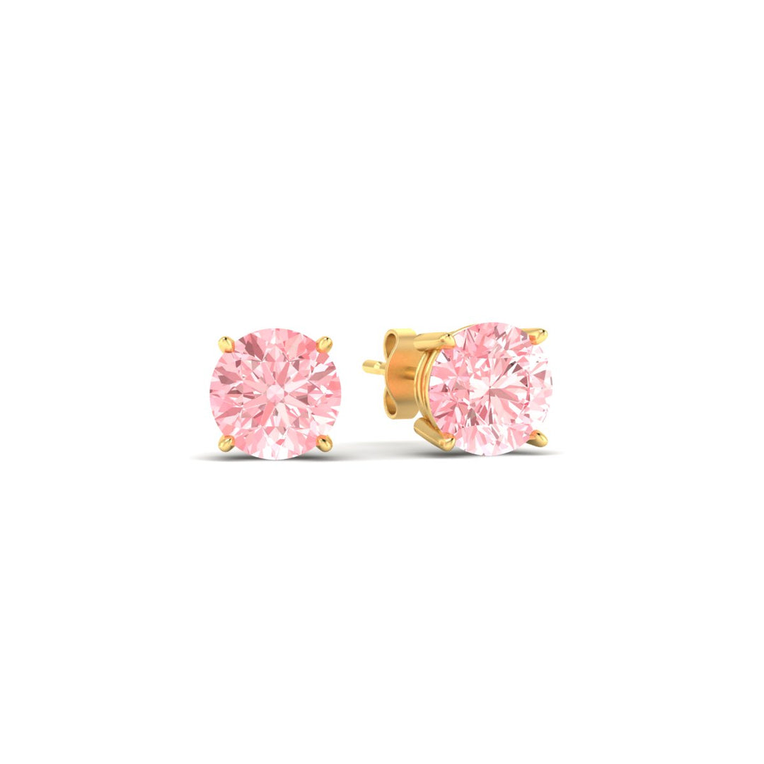 Fancy Lab Colored Diamond Round Cut Stud Earring