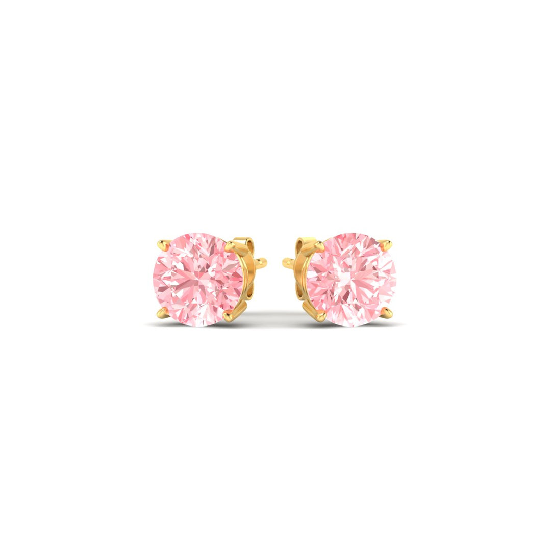 Fancy Lab Colored Diamond Round Cut Stud Earring