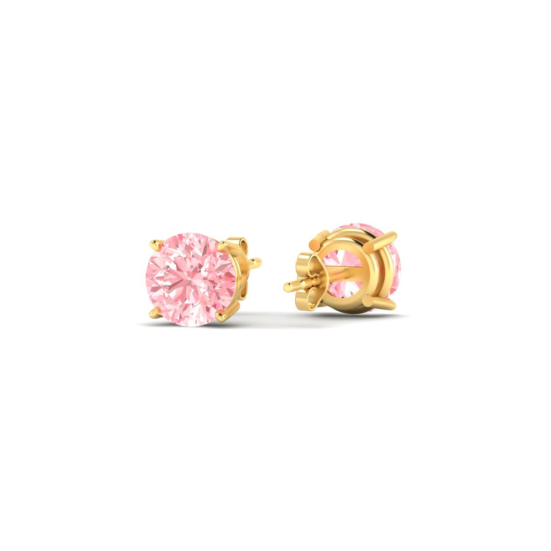 Fancy Lab Colored Diamond Round Cut Stud Earring