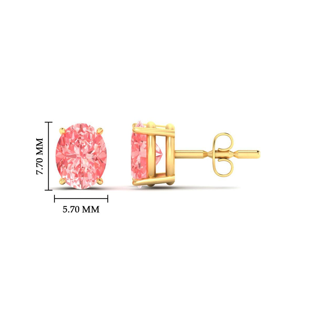 Lab Fancy Colored Diamond Oval Shaped Stud Earring