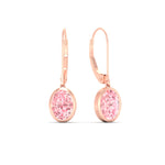 Load image into Gallery viewer, Pink Lab Grown Bezel Set Leverback Oval Shaped Solitaire Earrings