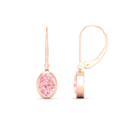 Load image into Gallery viewer, 2-carat-oval-shaped-bezel-vivid-pink-leverback-earrings-in-rose-gold-fdear11736ovgvpinkangle3-2.00ct-nl-rg.jpg
