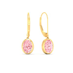 Load image into Gallery viewer, Pink Lab Grown Bezel Set Leverback Oval Shaped Solitaire Earrings