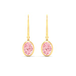 Load image into Gallery viewer, 2-carat-oval-shaped-bezel-vivid-pink-leverback-earrings-in-yellow-gold-fdear11736ovgvpinkangle2-2.00ct-nl-yg.jpg