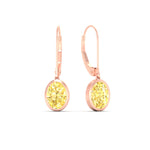 Load image into Gallery viewer, Lab Grown Vivid Yellow Bezel Leverback Oval Shaped Solitaire Earrings