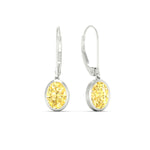 Load image into Gallery viewer, Lab Grown Vivid Yellow Bezel Leverback Oval Shaped Solitaire Earrings