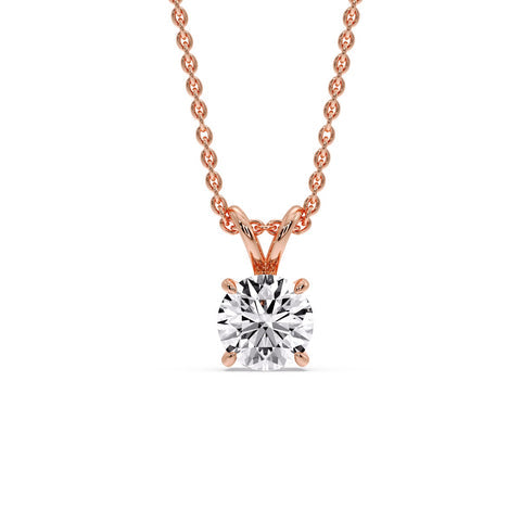 Fancy Lab Round Cut Colored Diamond Solitaire Pendant