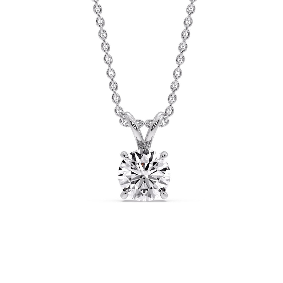 Fancy Lab Round Cut Colored Diamond Solitaire Pendant