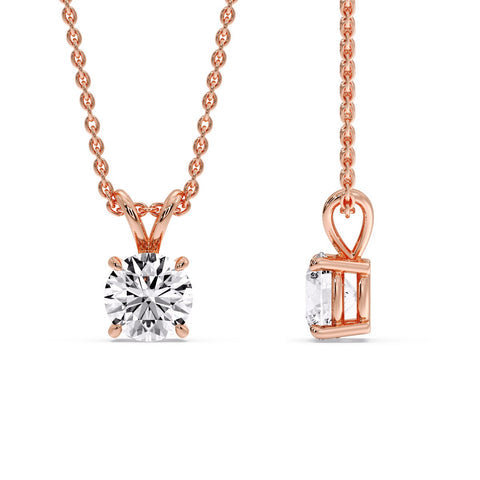Fancy Lab Round Cut Colored Diamond Solitaire Pendant
