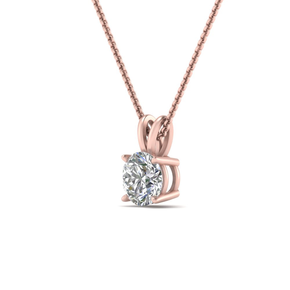 Round Cut Lab Diamond 4 Prong Solitaire Pendant For Women