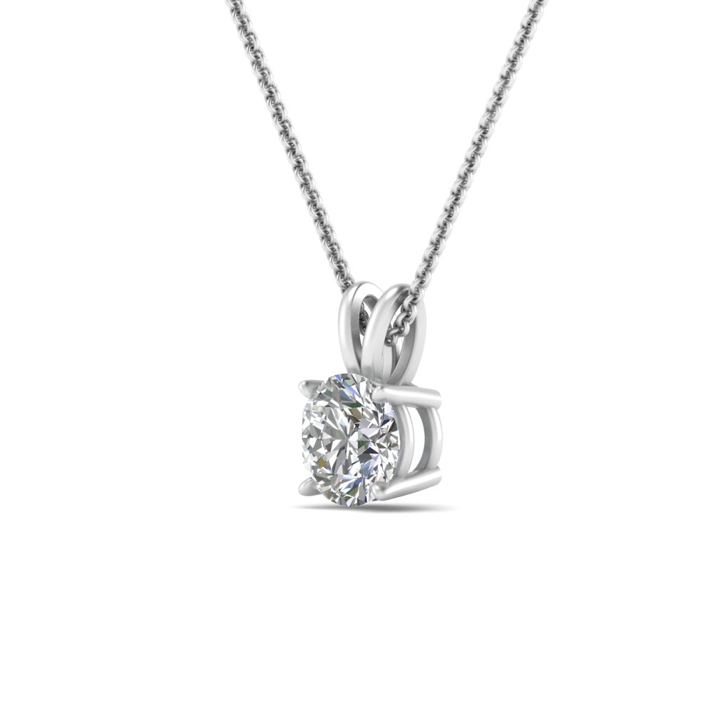 Round Cut Lab Diamond 4 Prong Solitaire Pendant For Women