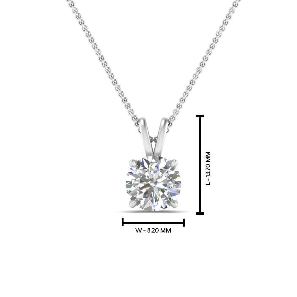 Round Cut Lab Diamond 4 Prong Solitaire Pendant For Women