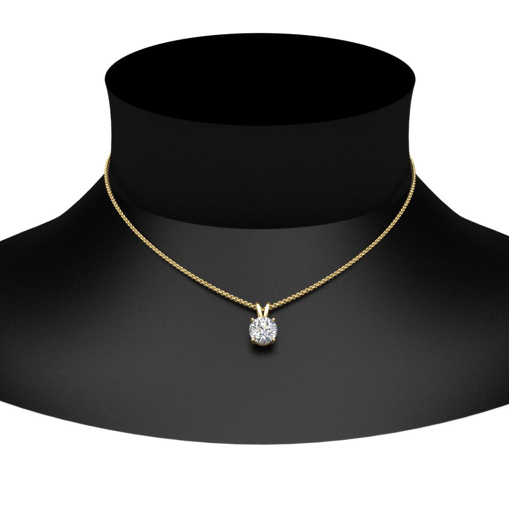 Round Cut Lab Diamond 4 Prong Solitaire Pendant For Women