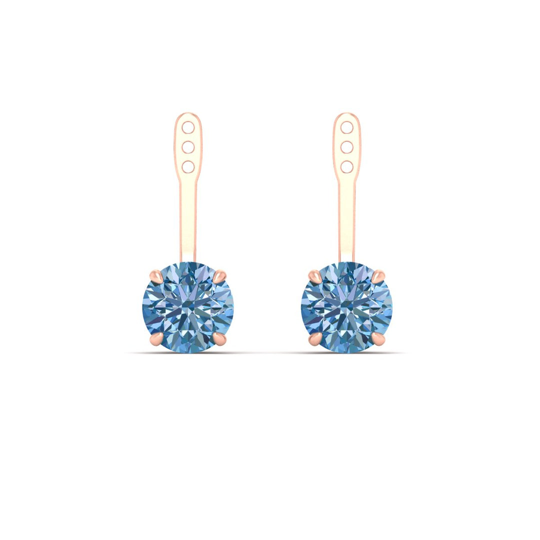 Fancy Color Lab 2 Ct Round Cut Earring Jacket