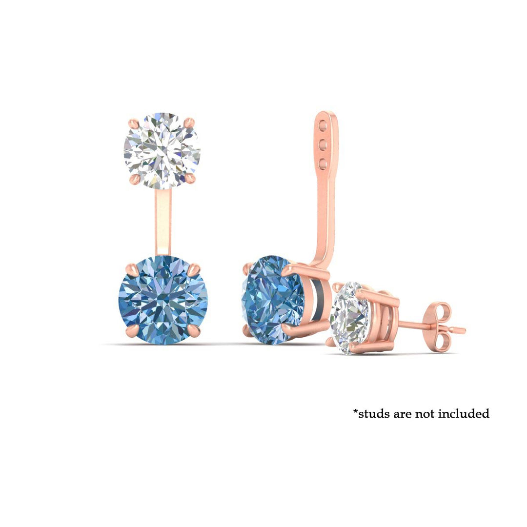 Fancy Color Lab 2 Ct Round Cut Earring Jacket