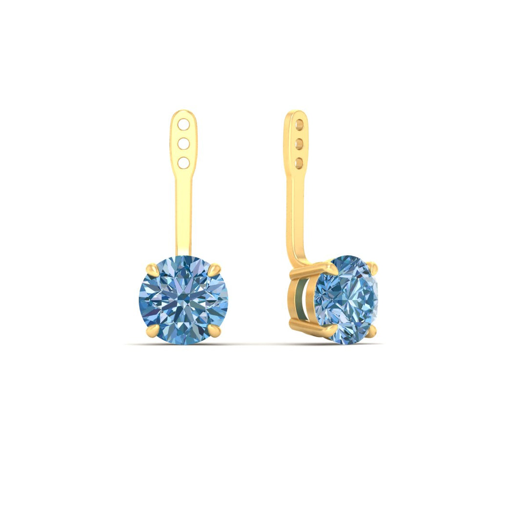 Fancy Color Lab 2 Ct Round Cut Earring Jacket