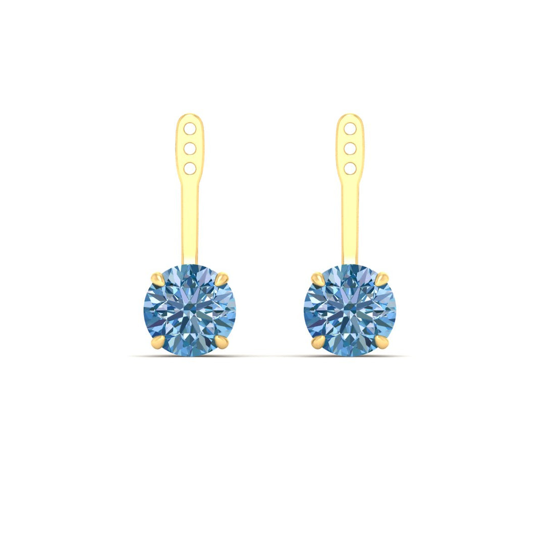 Fancy Color Lab 2 Ct Round Cut Earring Jacket