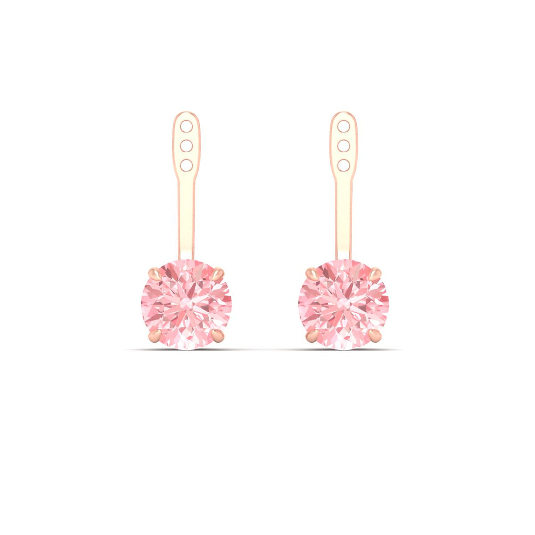 Fancy Color Lab 2 Ct Round Cut Earring Jacket
