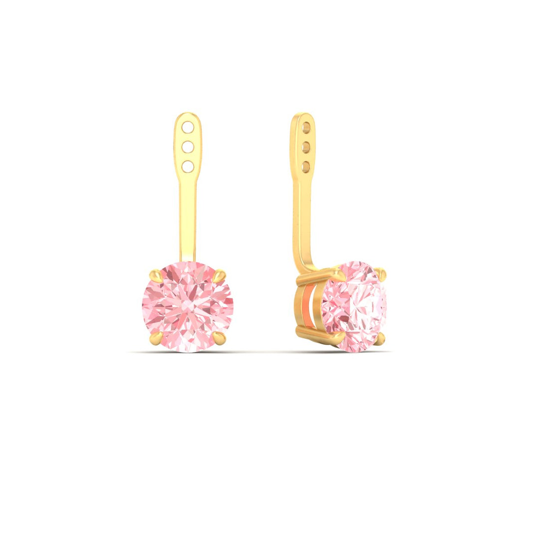 Fancy Color Lab 2 Ct Round Cut Earring Jacket