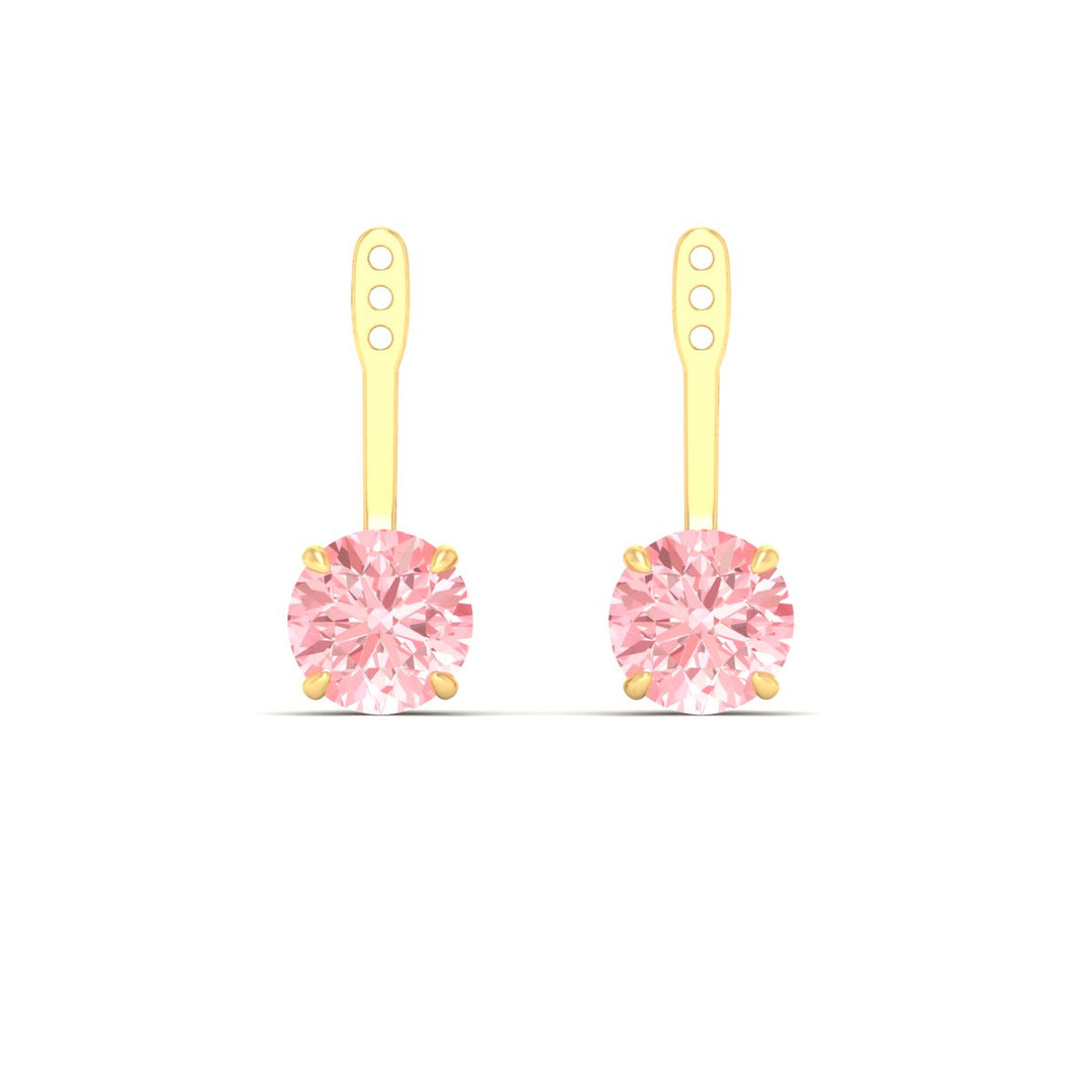 Fancy Color Lab 2 Ct Round Cut Earring Jacket