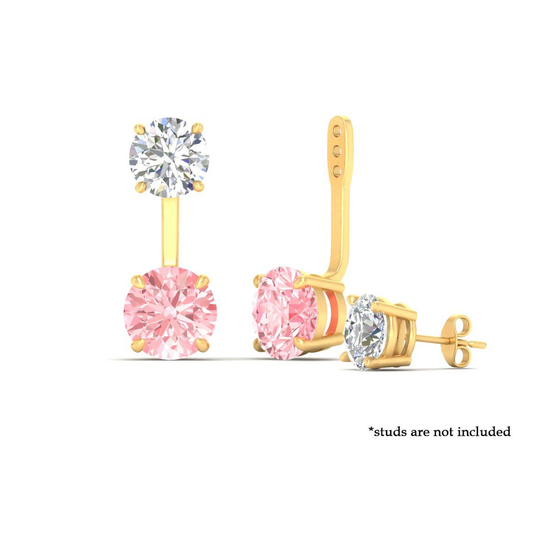 Fancy Color Lab 2 Ct Round Cut Earring Jacket