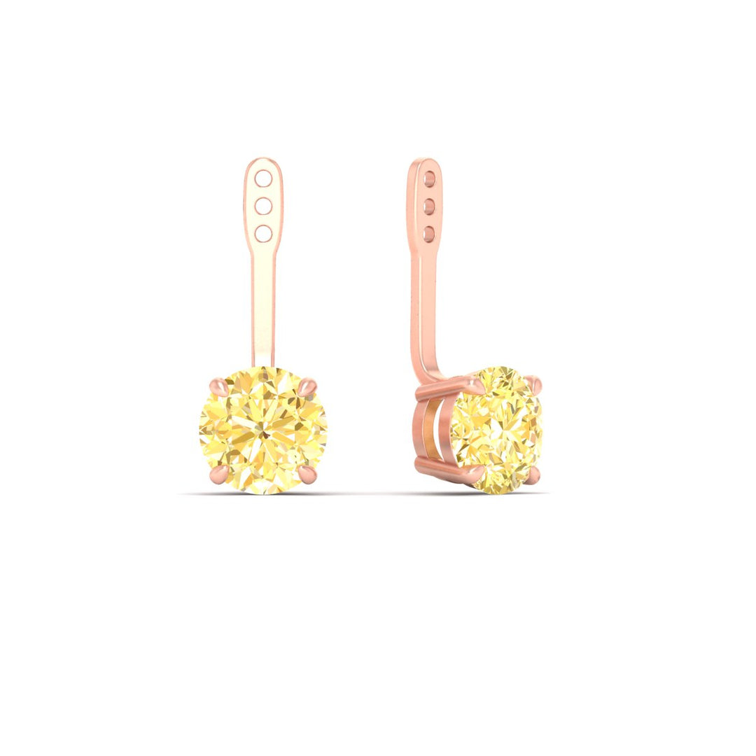Fancy Color Lab 2 Ct Round Cut Earring Jacket