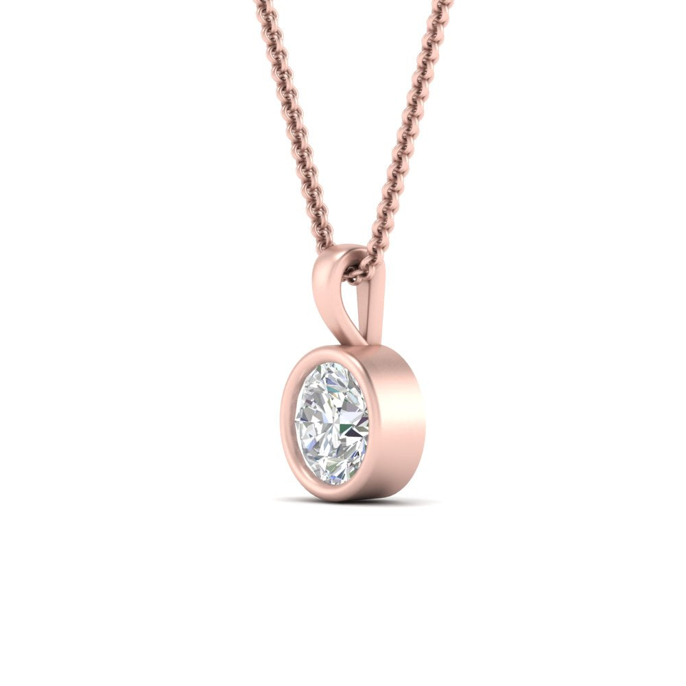 Round Lab Diamond Bezel Solitaire Pendant For Women