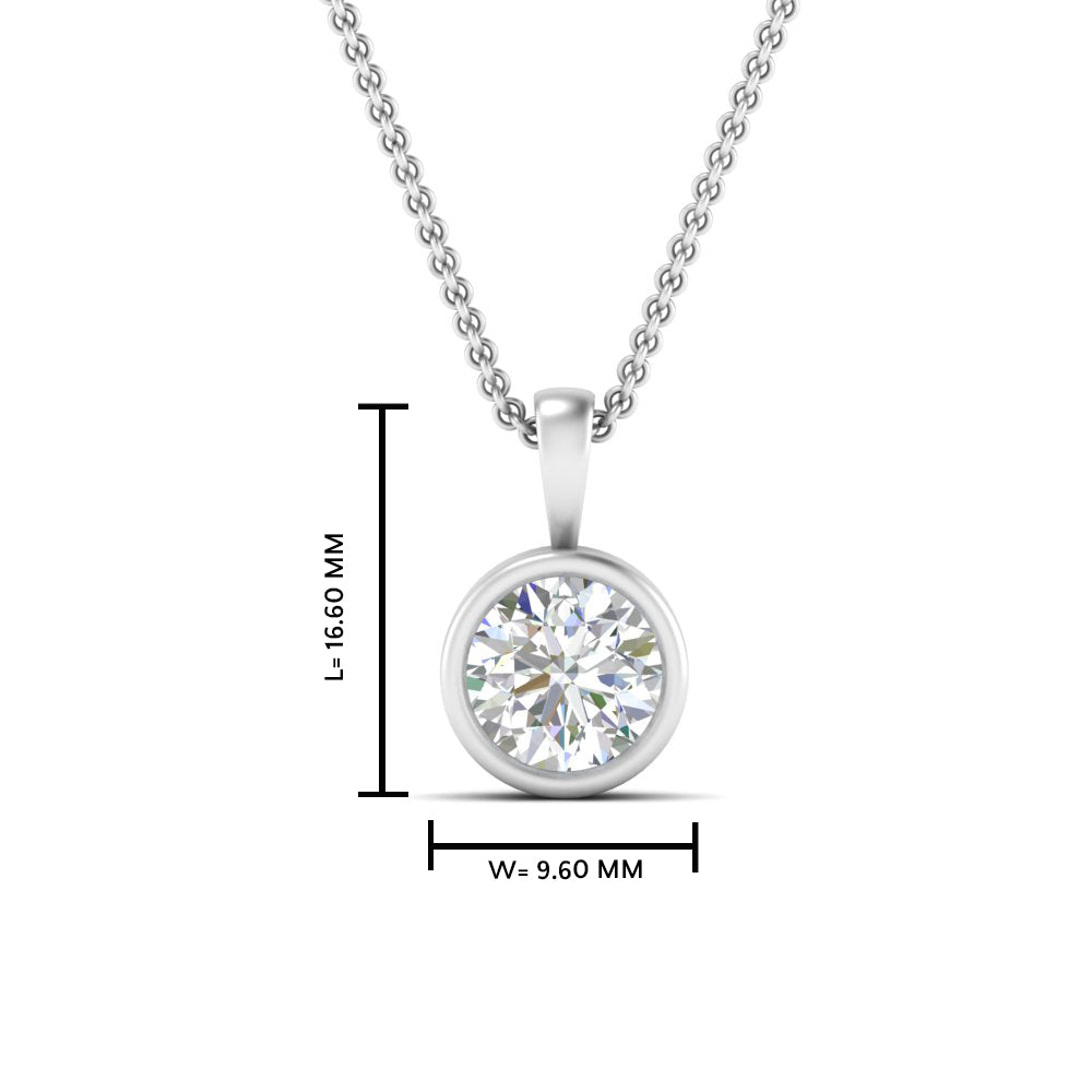 Round Lab Diamond Bezel Solitaire Pendant For Women