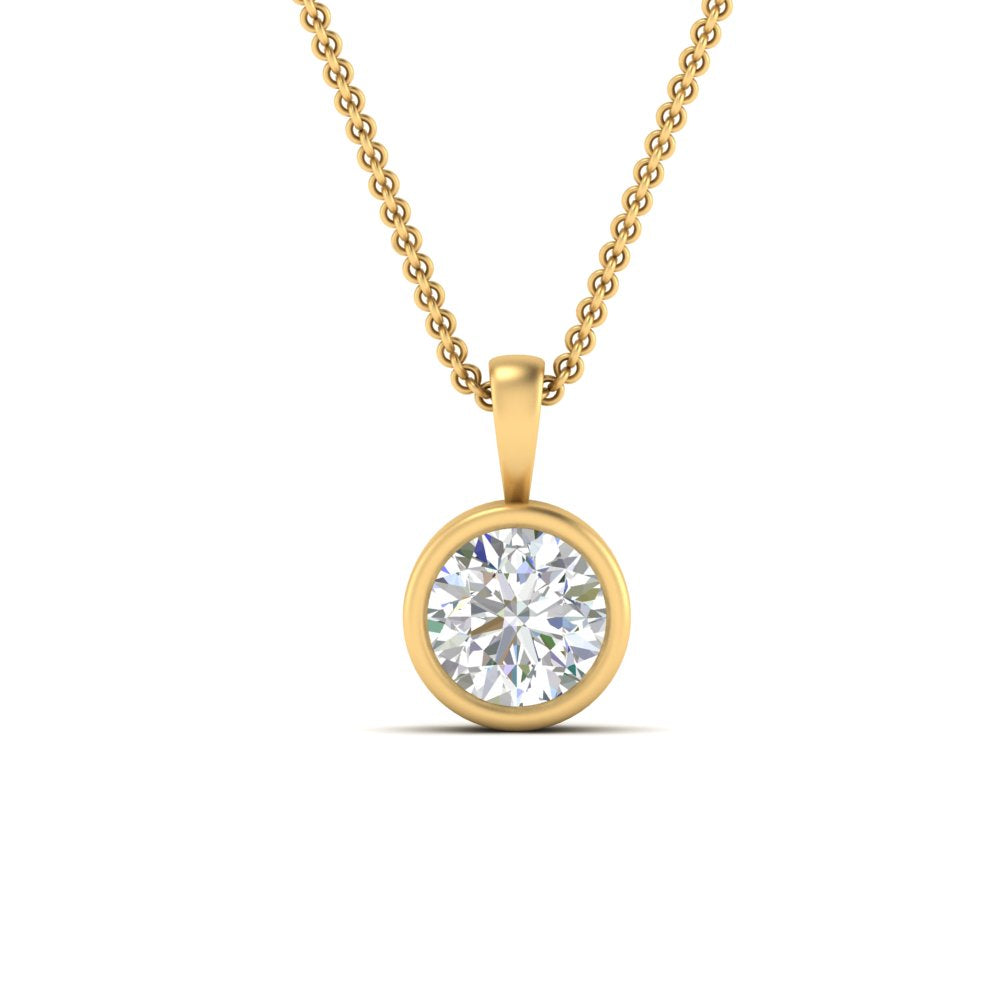 Round Lab Diamond Bezel Solitaire Pendant For Women