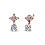 Load image into Gallery viewer, 0.50 To 2 Carat Lab Diamond Art Deco Inspired Round Drop Earring For Women 14K Gold
